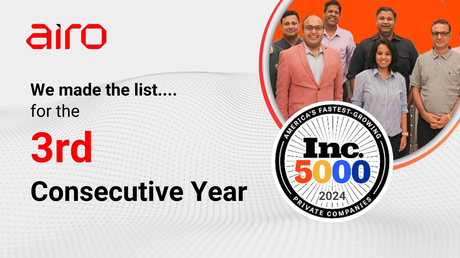 Airo Digital Labs makes the Inc. 5000 list for the 3rd time in a row!